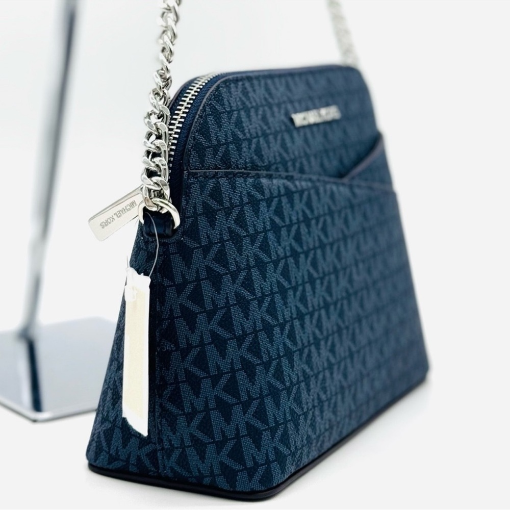 Michael Kors Medium Dome Jet Set Travel Xbody Bag Admiral Navy Blue - Picture 4 of 11